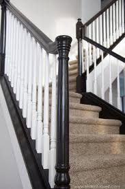 Paint the banister black and the spindles white for a truly classic look that never goes out of style. How To Paint Stain Wood Stair Railings Oak Banisters Spindles Without Sanding