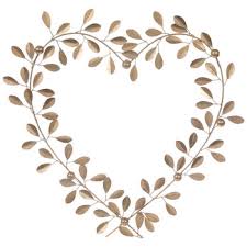 gold heart leaves metal wall decor