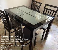 Tempered Glass Solid Wood Dining Table