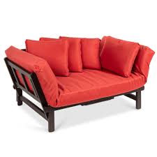 Featuring micro pocket coils, natural coconut coir, natural dunlop latex and pla fiber. Best Choice Products Outdoor Convertible Acacia Wood Futon Sofa W Pullout Tray 4 Pillows All Weather Cushion Red Walmart Com Walmart Com