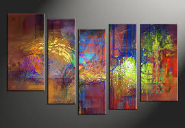 piece abstract vintage colorful wall