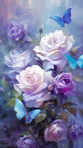 wallpapers roses and erflies purple