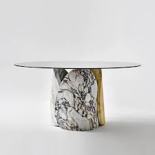 Clay white and chrome dining table. Petalo A Flower Of Marble Dining Table Lithos Design