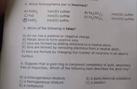 formula name pair is incorrect iron ii