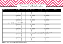 Subscription And Membership Tracker Allaboutthehouse Printables