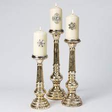 Mercury Glass Candle Holder Gold