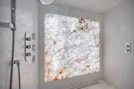 Backlit Onyx Shower Wall Transitional