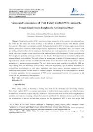 Pdf Causes And Consequences Of Work Family Conflict Wfc