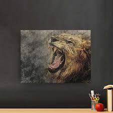 tableau lion qui rugit tableaux du monde