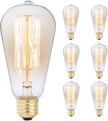 6 Pack Edison Light Bulb Antique Vintage Style Light Amber Warm Dimmable 60w 110v Amazon Com