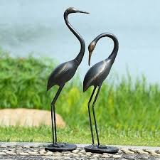 watchful waders garden crane pair