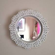 White Round Small Wall Mirror Shabby