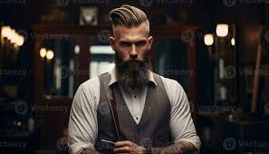 a stylish man with a rugged beard and