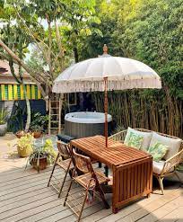 Neutral Bali Umbrella With Fringe
