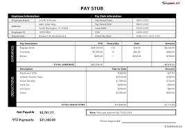 pay stub templates word excel pdf