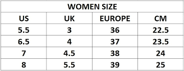 Size Chart Sole Mates By H D