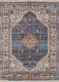 thyme blue hand knotted wool rugs ea