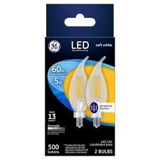 General Electric Led 60w 2pk Cac Chandelier Light Bulb White Clear Target