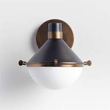 Aster Milk Glass And Pewter Wall Sconce