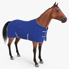 le rug blue fleece on horse fur 3d