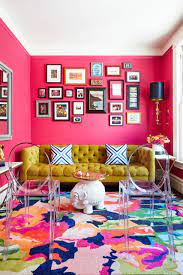 turquoise and hot pink living room