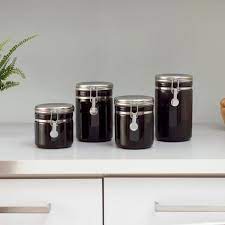 Get set for kitchen canisters set at argos. Home Basics 4 Piece Canister Set With Stainless Steel Tops Cs44772 The Home Depot