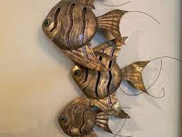 Vintage Angel Fish Brutalist Metal Wall