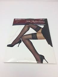 Hanes Silk Reflections Lace Top Thigh High Jet Black