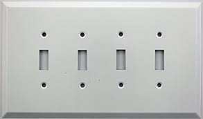 Jumbo White Four Gang Toggle Switch Plate