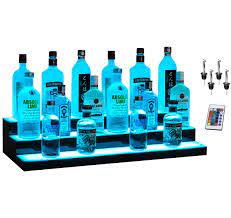 Amazon.com: Boss Premium® BarUSA™ 28 Inch 3-Step LED Lighted Bar Shelf  Display Liquor Bottle Alcohol Whiskey Shelves Rack Stand Tray Units for  Home Bar Living Room Accessories and Decor - Designed in