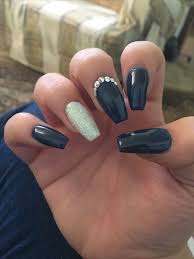 Navy Blue Acrylic Nails For A Wedding