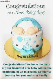 new born baby boy wishes and cake with