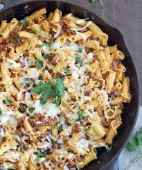 25 minute skillet meat cheese pasta