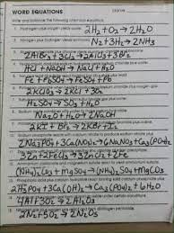 chemical reactions chemistry worksheets