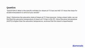 what is the specific enthalpy for steam