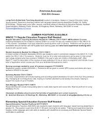 Special Education Assistant Cover Letter       Special Education Teacher Resume Sample