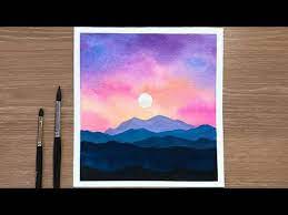 Easy Watercolor Sunset Tutorial