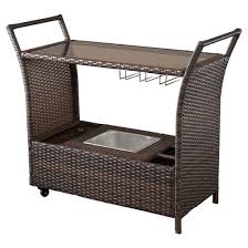 Wicker Bar Cart With Wheels With