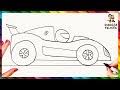cómo dibujar un coche de carreras paso