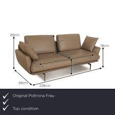 Back Leather Two Seater Grey Taupe Sofa