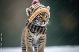 adorable cute baby tiger cub wearing