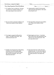 Writing Two Step Equations Worksheet