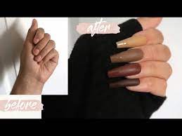 brown matte nails w glossy french tip