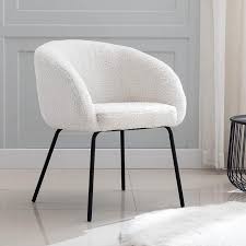 faux fur white barrel dining chair