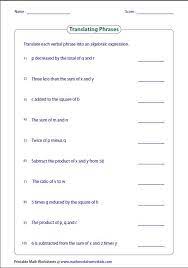 Translating Algebraic Expressions