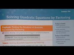 Lesson 4 Solving Quadratic Functions