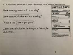 following nutrition facts