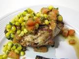 argentinean garlic chicken with corn  tomato and parsley sauce