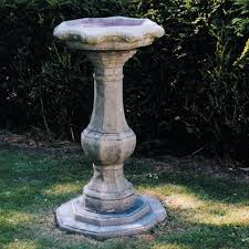 Pedestal Ornate Stone Garden Birdbath