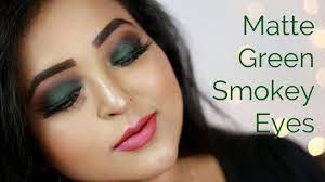 matte green smokey eyes makeup